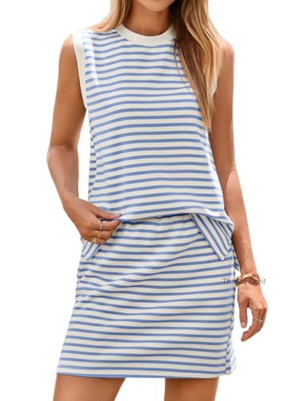 Striped Sleeveless Top & Skort Set Women's 2-Piece Lounge Tennis Outfit